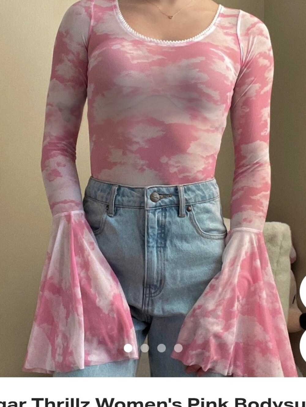 NWOT Sugar Thrillz, Dolls Kill Bliss Vision Pink Cloud Bodysuit, Sz S, Fairycore - Picture 3 of 12